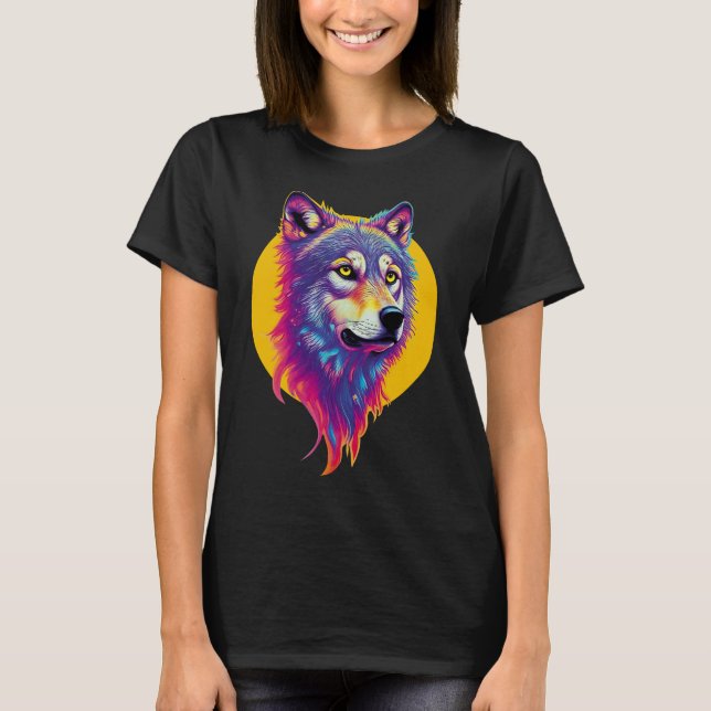 Colorful Wolf portrait T-Shirt (Front)