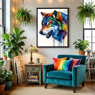 Colorful Wolf Poster