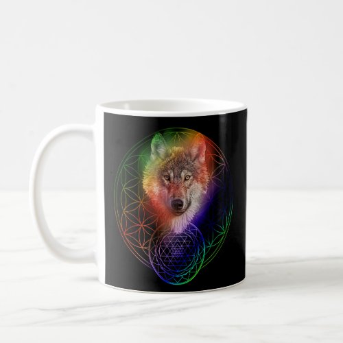 Colorful Wolf Sri Yantra Mandala  Coffee Mug