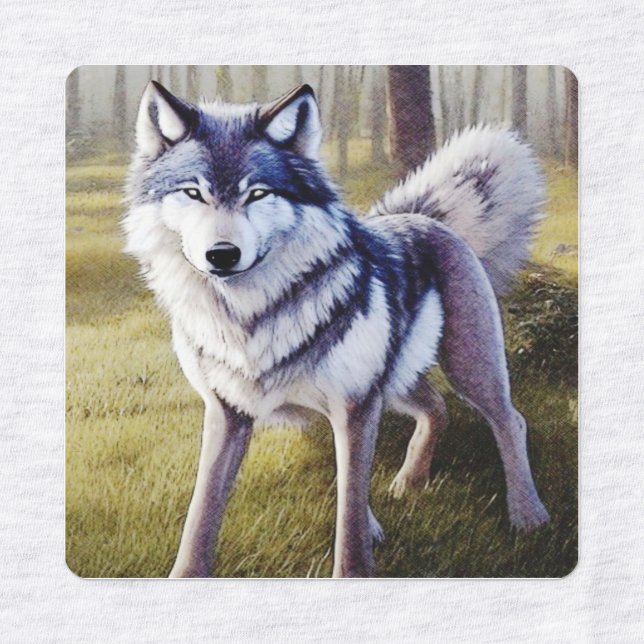Colorful Wolf Standing    Labels (Design 1)