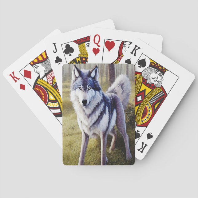 Colorful Wolf Standing    Poker Cards (Back)
