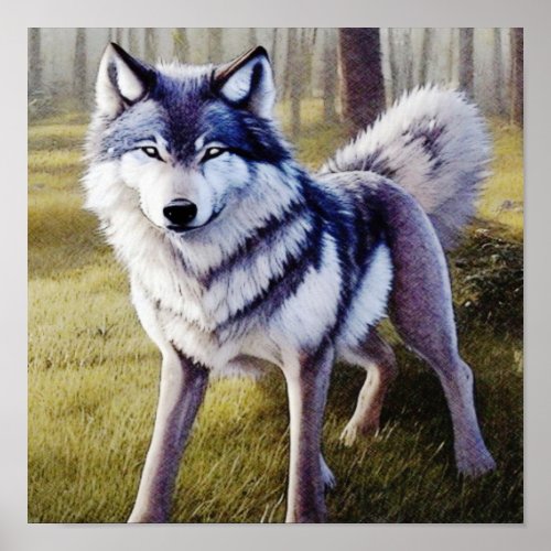 Colorful Wolf Standing    Poster