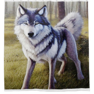 Colorful Wolf Standing    Shower Curtain