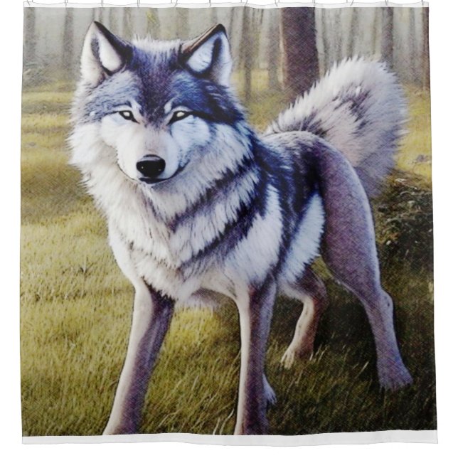 Colorful Wolf Standing    Shower Curtain (Front)