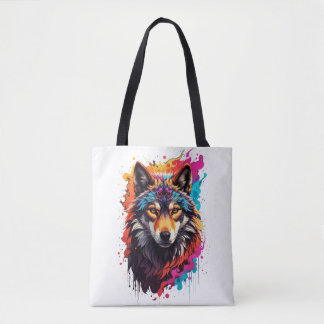 Colorful Wolf Tote Bag