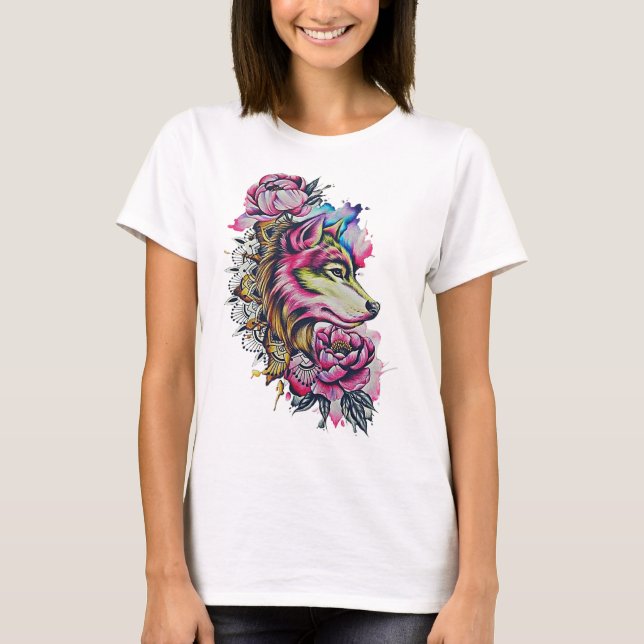 Colorful wolf tshirt  (Front)