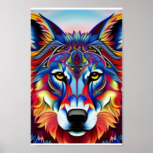 Colorful Wolf version 1 Poster