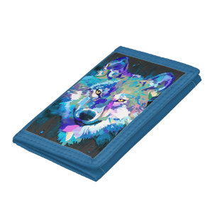 Colorful Wolf Wallet Blue Wolf Drawing