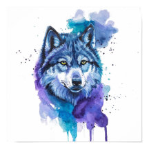 Colorful Wolf Watercolor Art - Spirit Animal Art
