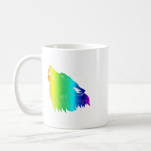 Colorful Wolves Shirt Rainbow Wolf Coffee Mug