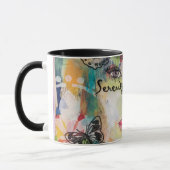 Colorful Woman Butterflies Mixed Media Art Collage Mug (Left)