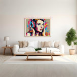 Colorful Woman Listens to Music Pop Art  Poster<br><div class="desc">Immerse yourself in a world of vibrant creativity with our 'Colorful Woman Listens to Music Pop Art Poster.' This captivating artwork perfectly marries the vivacious spirit of pop art with the joy of music. The bold colors and intricate details create a visually striking experience that celebrates the love of music...</div>
