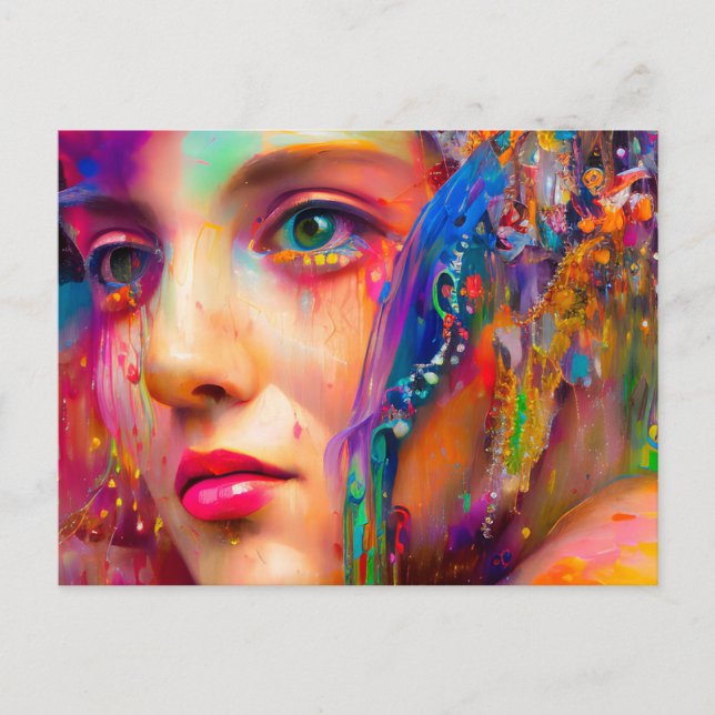 Colorful Woman Postcard (Front)