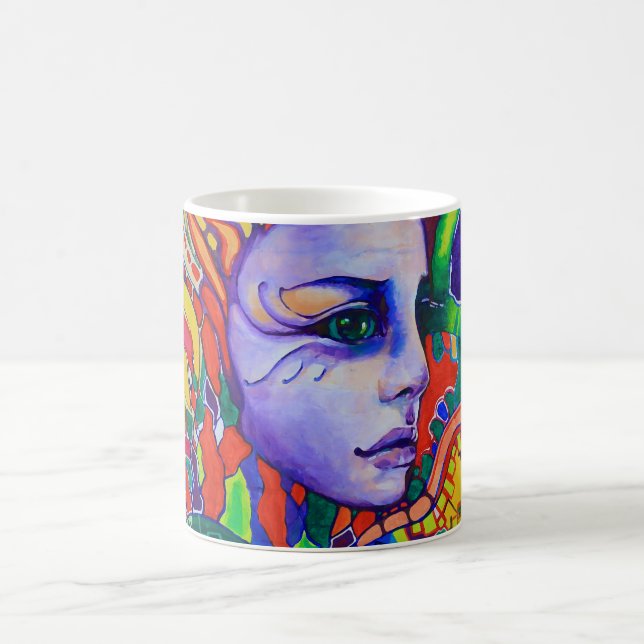 Colorful Woman's Face Graffiti in Vinnitsa Ukraine Coffee Mug (Center)