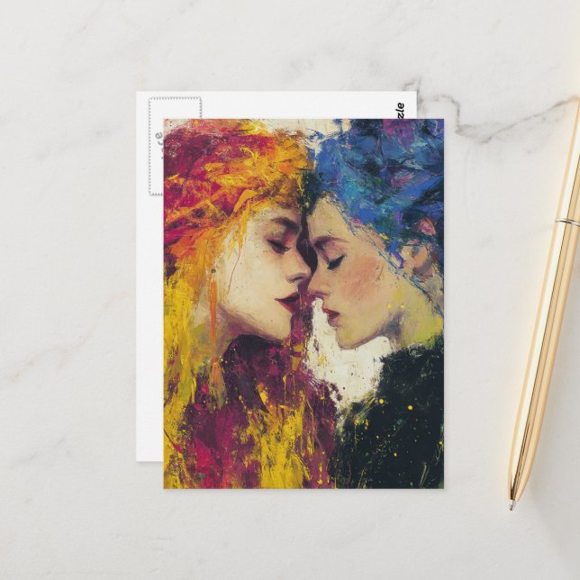 Colorful Women in Love Postcard (Front/Back In Situ)
