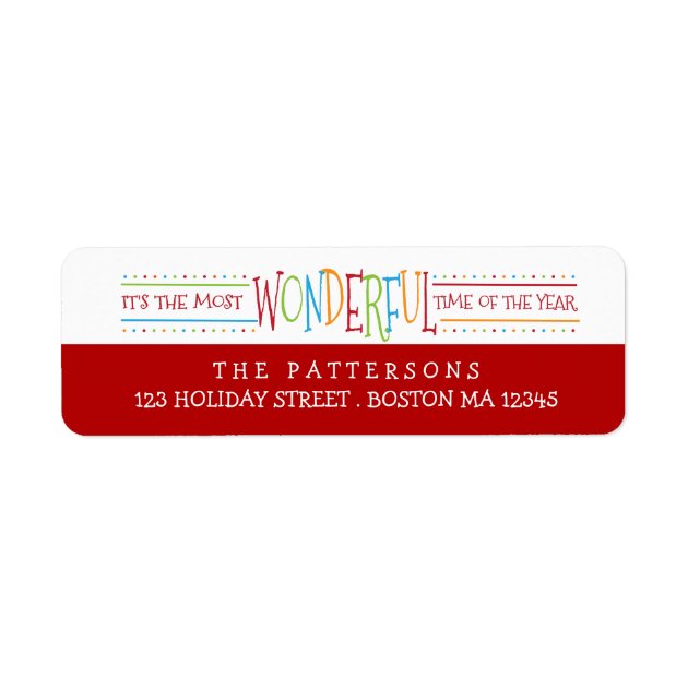 Colorful Wonderful Christmas Address Label