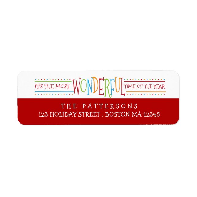 Colorful Wonderful Christmas Address Label (Front)