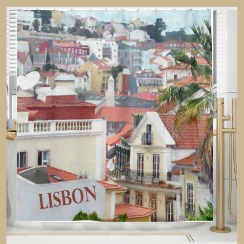 Colorful Wonderful Rooftops of Lisbon Portugal Shower Curtain