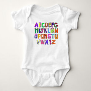 Colorful Wonky Alphabet Letters Baby Bodysuit