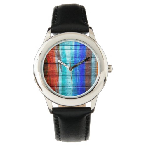 Colorful Wood Abstract Painting 6 Watch