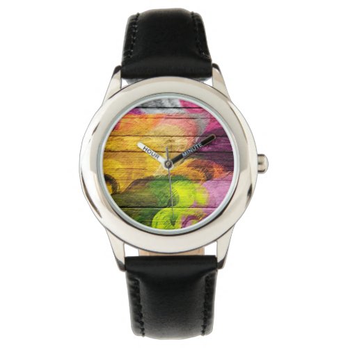 Colorful Wood Abstract Painting 7 Watch