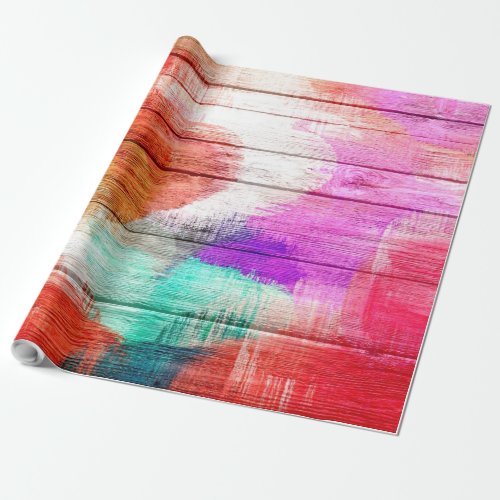 Colorful Wood Abstract Painting 7 Wrapping Paper