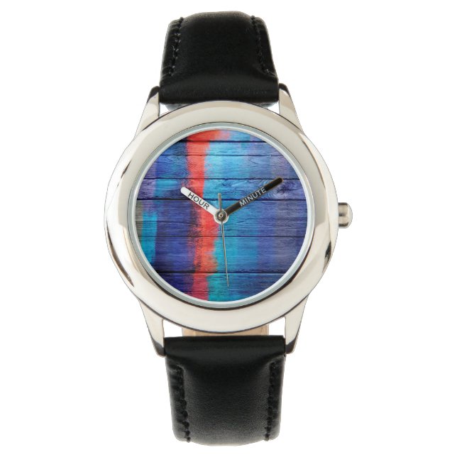 Colorful Wood Abstract Painting #8 Watch (Front)