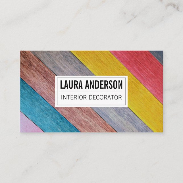 Colorful Wood Boards | Designer Business Card (Front)