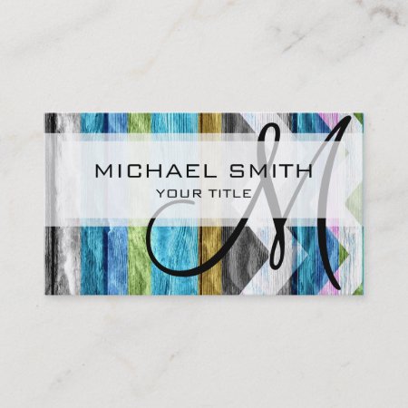 Colorful Wood Chevron Pattern #6 Business Card