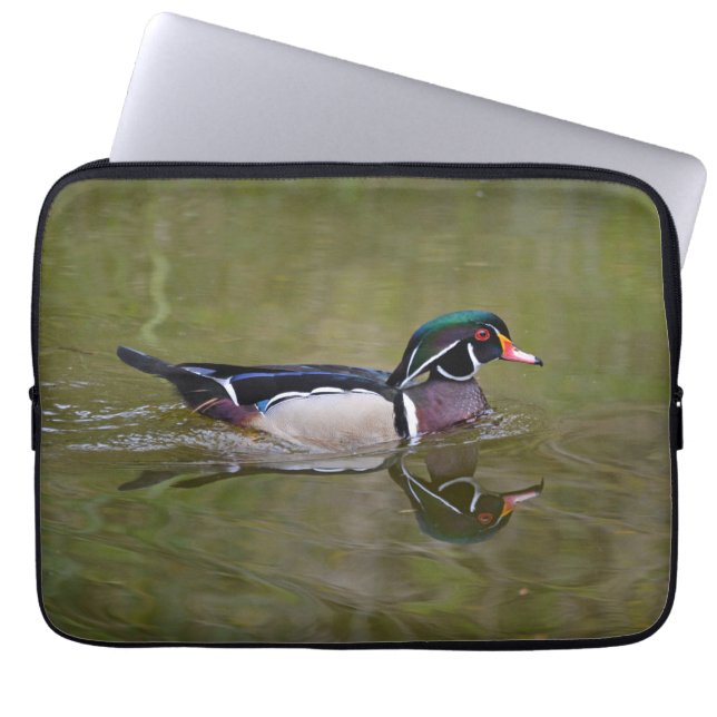 Colorful wood duck laptop sleeve (Front)