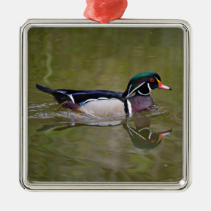 Colorful wood duck metal ornament