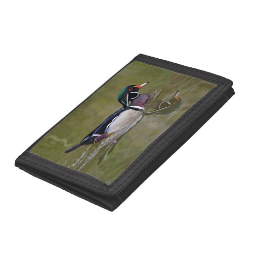 Colorful wood duck trifold wallet
