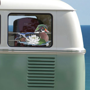 Colorful Wood Duck Water Lily Wildlife Blue Sticker