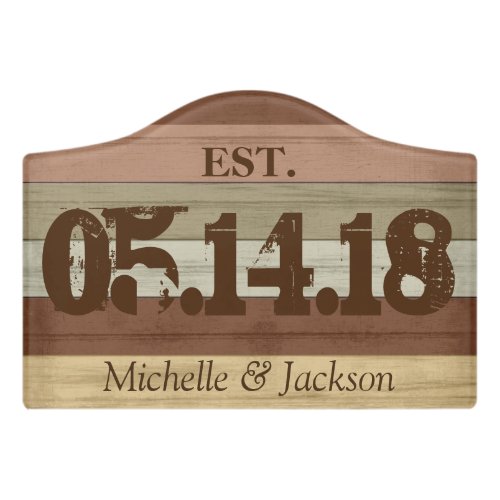 Colorful Wood - Est. Year and Name Door Sign