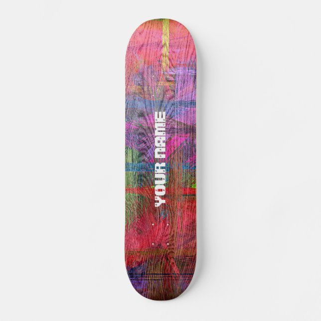 Colorful Wood Grain #3 Skateboard Deck (Front)