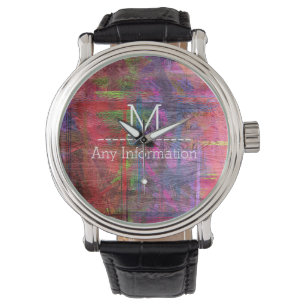 Colorful Wood Grain Monogram #2 Watch