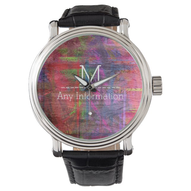 Colorful Wood Grain Monogram #2 Watch (Front)
