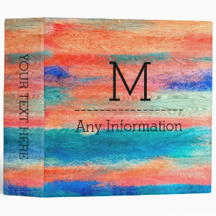 Colorful Wood Grain Monogram Binder