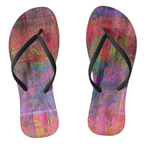 Colorful Wood Grain Texture 3 Flip Flops