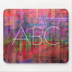 Colorful Wood Grain Texture Monogram #2 Mouse Pad