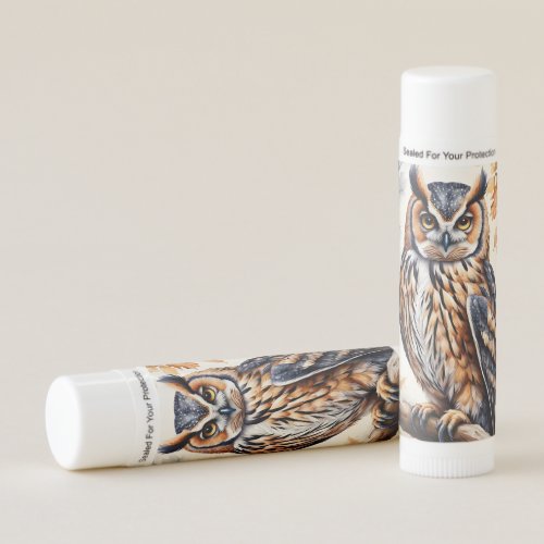Colorful Wood Owl on Tree Branch Lip Balm