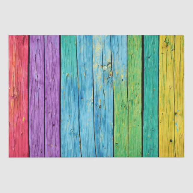 Colorful Wood Slats Tissue Paper (Front)