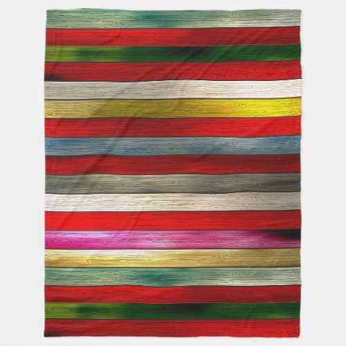 Colorful Wood Stripes Pattern Fleece Blanket
