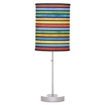 Colorful Wood Stripes Picture Table Lamp by stdjura at Zazzle