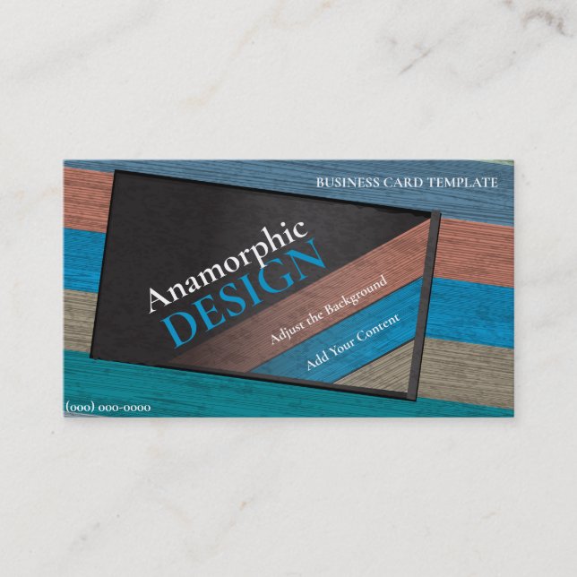 Colorful Wood Texture Anamorphic Business Card (Front)