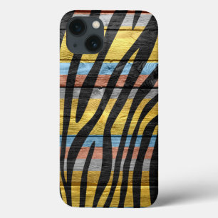 Colorful Wood Vintage Zebra Print #8 iPhone 13 Case
