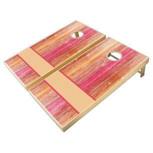 colorful wood wall cornhole set
