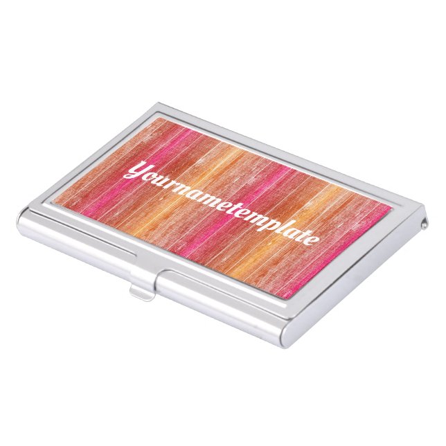 colorful wood wall text template business card case (Front)