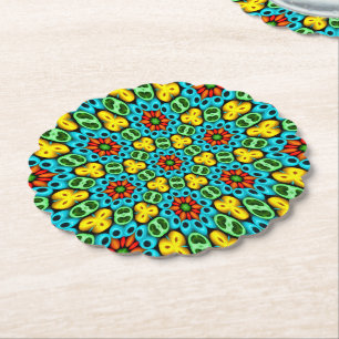 Colorful Wooden Balls Pattern Paper Coaster