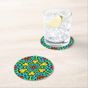 Colorful Wooden Balls Pattern Round Paper Coaster